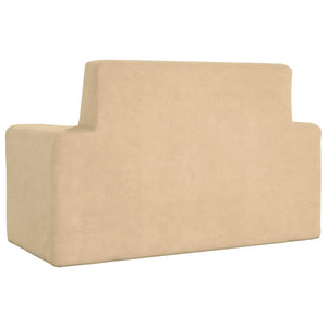 Kindersofa 2-Sitzer Creme Plüsch