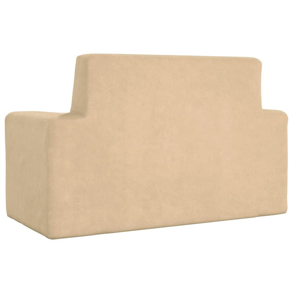 Kindersofa 2-Sitzer Creme Plüsch