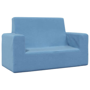 Blaues Kinder Sofa 2-Sitzer Plüsch