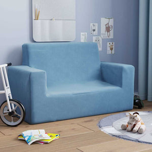Blaues Kinder Sofa 2-Sitzer Plüsch