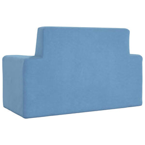 Blaues Kinder Sofa 2-Sitzer Plüsch