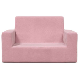 vidaXL Canapé enfant 2 places rose en peluche douce