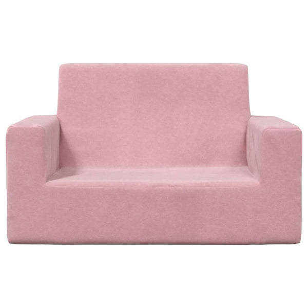 vidaXL Canapé enfant 2 places rose en peluche douce