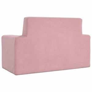 vidaXL Canapé enfant 2 places rose en peluche douce