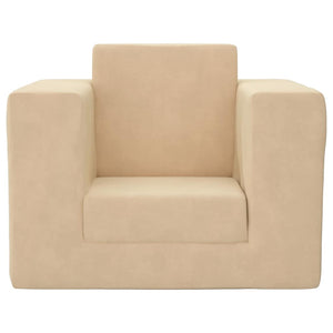 vidaXL Canapé-lit pour enfants crème, peluche douce