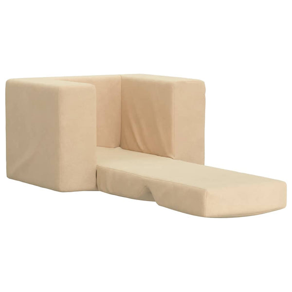 vidaXL Canapé-lit pour enfants crème, peluche douce