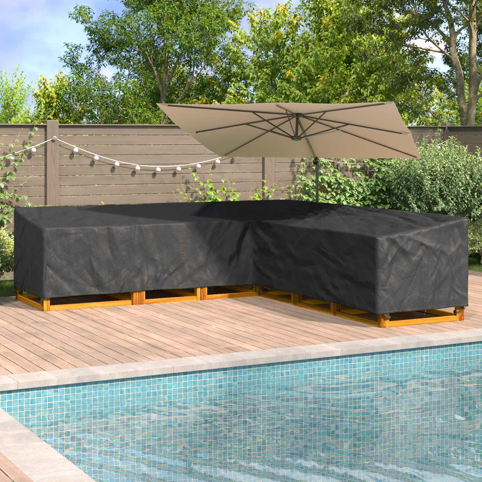 Möbelbezug Schwarz 300x300x80cm Oxford-Gewebe