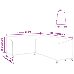 Möbelbezug Schwarz 260x210x80cm Oxford-Gewebe