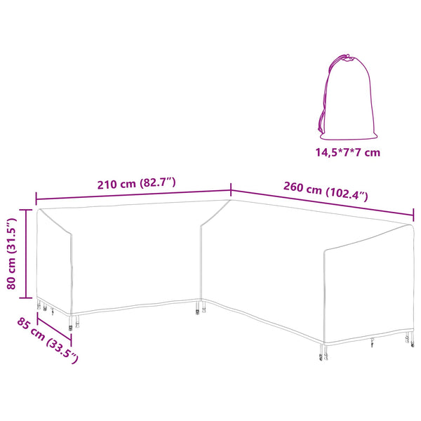 Möbelbezug Schwarz 260x210x80cm Oxford-Gewebe