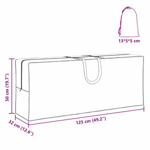 vidaXL Sac de rangement extérieur 125 x 32 x 50 cm Tissu Oxford 210D