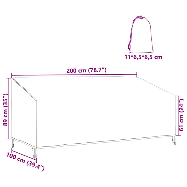 Gartenbank Abdeckung 200 cm Oxford Stoff