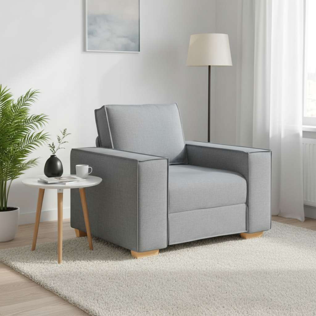 Sofa Sessel Hellgrau Stoff 100 cm