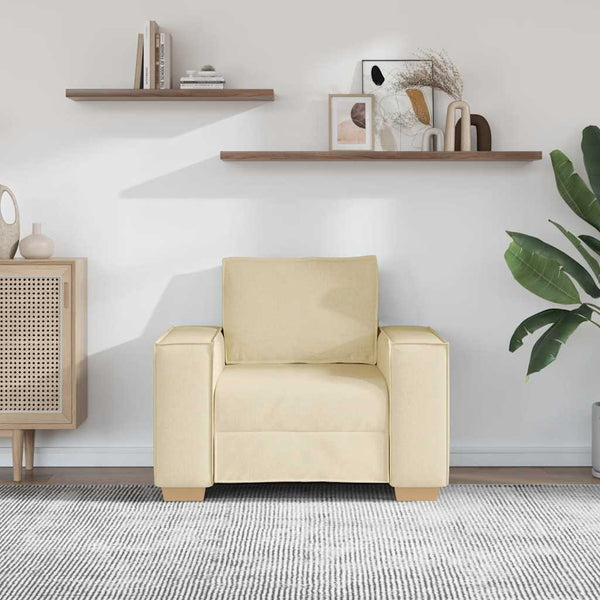 Creme Sofa Sessel Stoff 100x78x84 cm