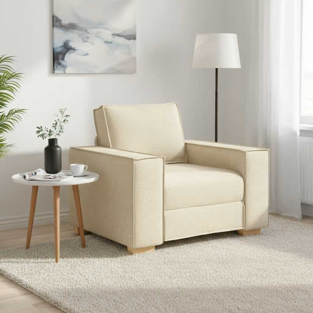 Creme Sofa Sessel Stoff 100x78x84 cm