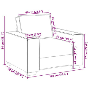 Sofa Stuhl Wolkengrau Stoff 100cm