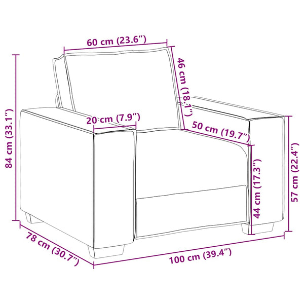 Sofa Stuhl Wolkengrau Stoff 100cm