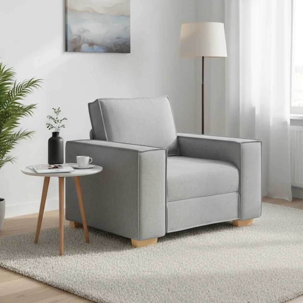 Sofa Stuhl Wolkengrau Stoff 100cm