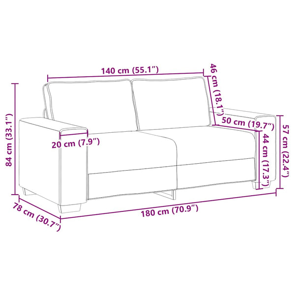 2-Sitzer Sofa Weinrot Stoff 180 cm
