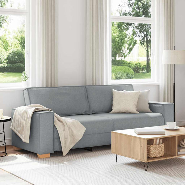 3-Sitzer Sofa Hellgrau Stoff 220 cm