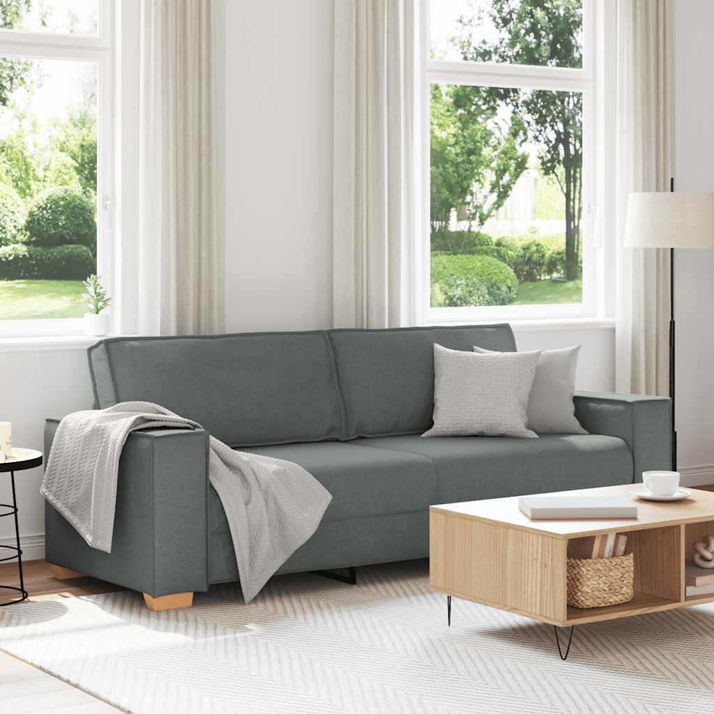 vidaXL Canapé 3 places gris foncé 220x78x84 cm Tissu