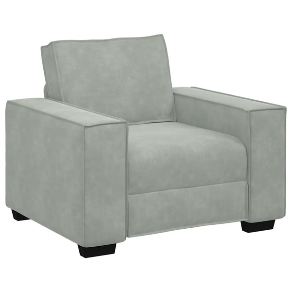 Hellgrauer Samt Sessel 100 cm