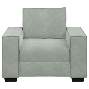 Hellgrauer Samt Sessel 100 cm