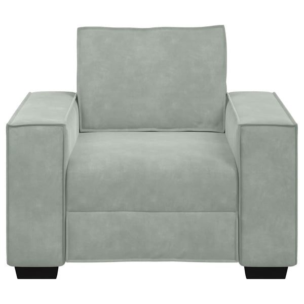Hellgrauer Samt Sessel 100 cm