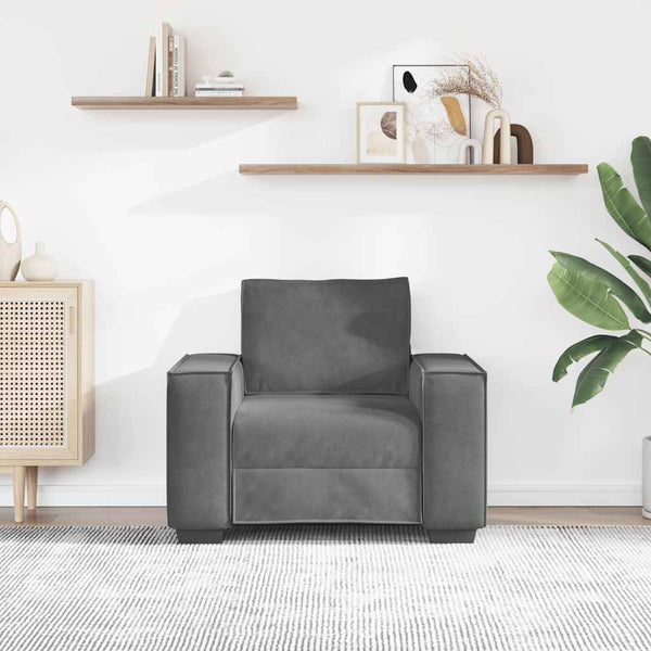 Dunkelgrauer Samt Sessel 100 cm