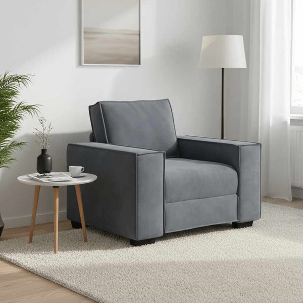 Dunkelgrauer Samt Sessel 100 cm