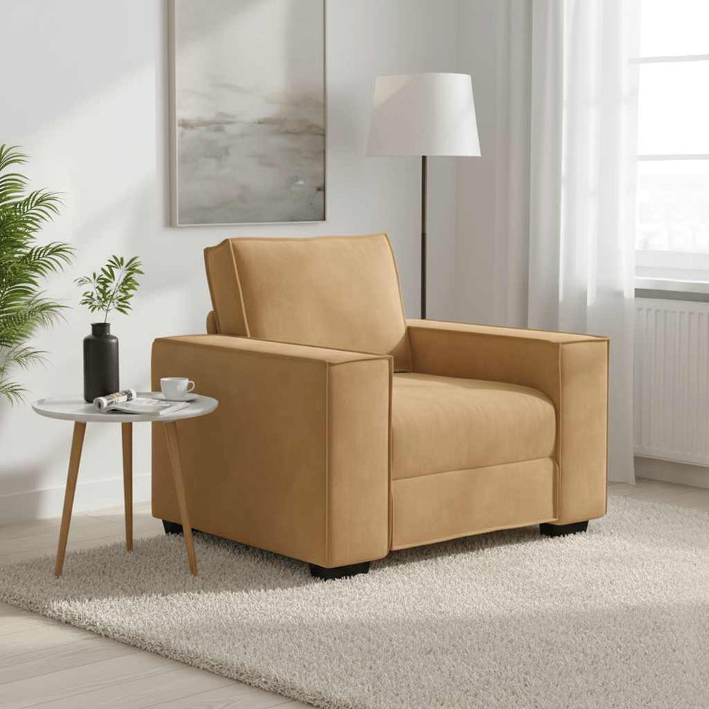 Brauner Samt Sessel 100 cm