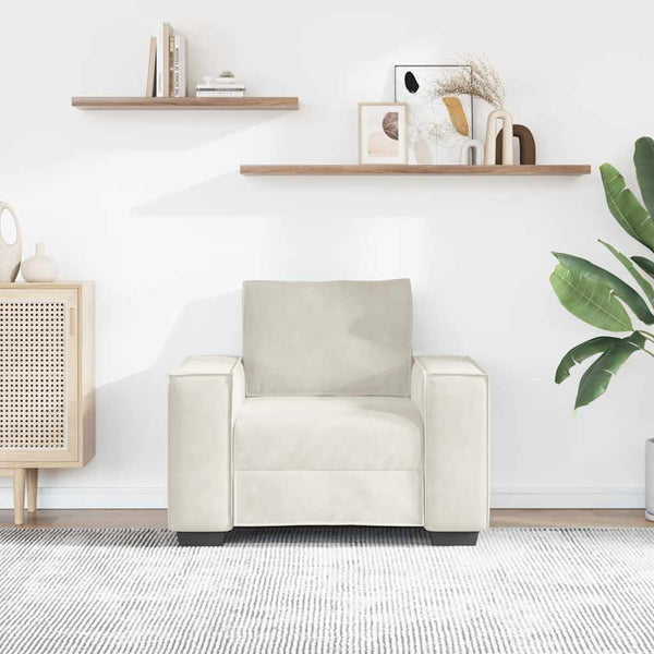 Creme Sessel Samt 100x78x84 cm