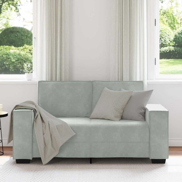2-Sitzer Sofa Hellgrau Samt