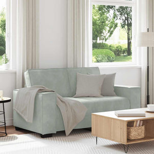 2-Sitzer Sofa Hellgrau Samt
