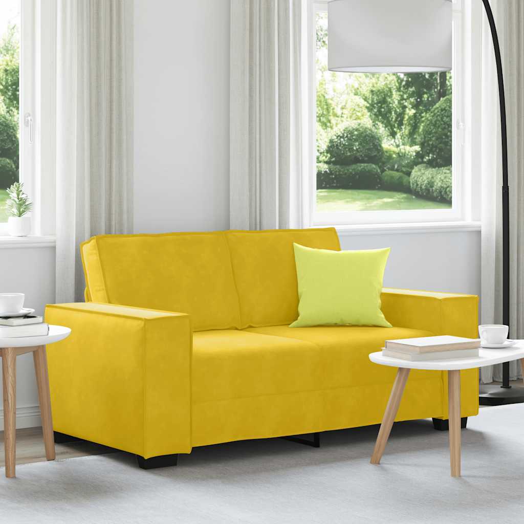 vidaXL Canapé 2 places jaune 160x78x84 cm velours
