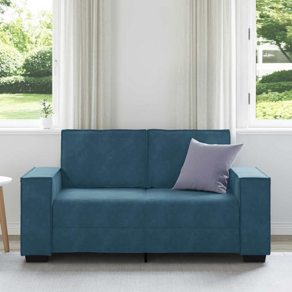 Blaues 2-Sitzer Sofa Samt
