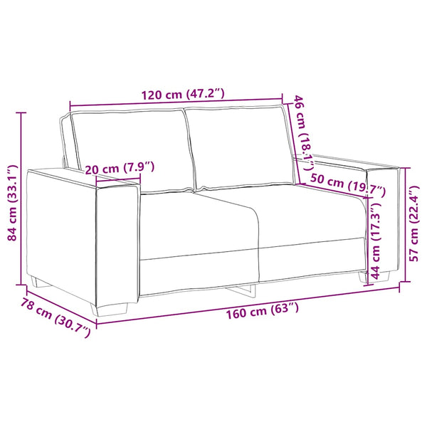 Blaues 2-Sitzer Sofa Samt