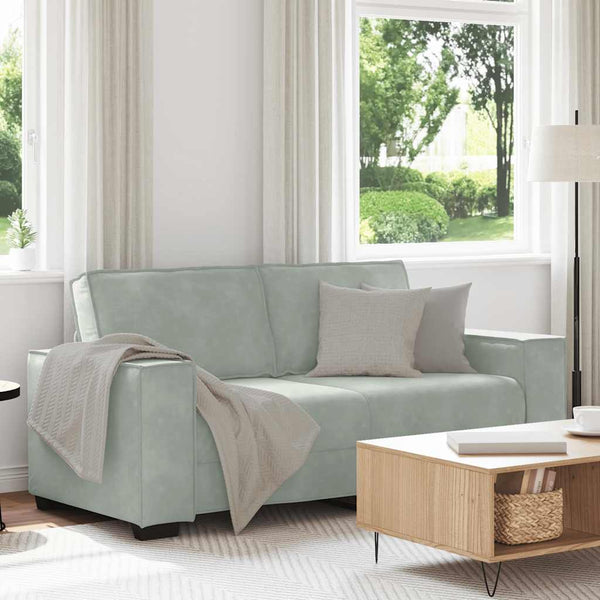 2-Sitzer Sofa Hellgrau Samt