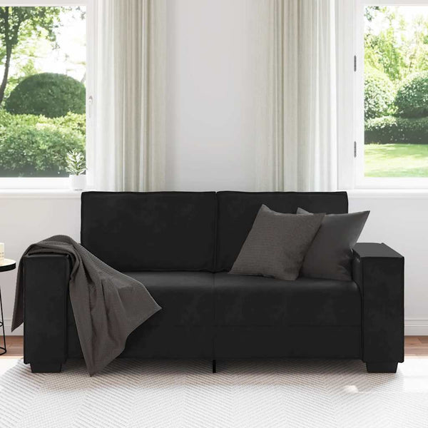 Schwarzes 2-Sitzer Sofa Samt 180 cm