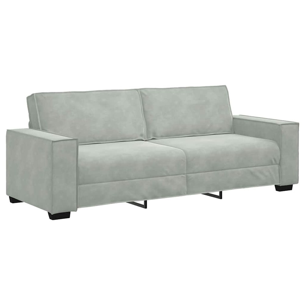 3-Sitzer Sofa Hellgrau Samt 220 cm