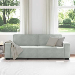 3-Sitzer Sofa Hellgrau Samt 220 cm