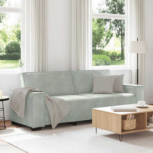 3-Sitzer Sofa Hellgrau Samt 220 cm