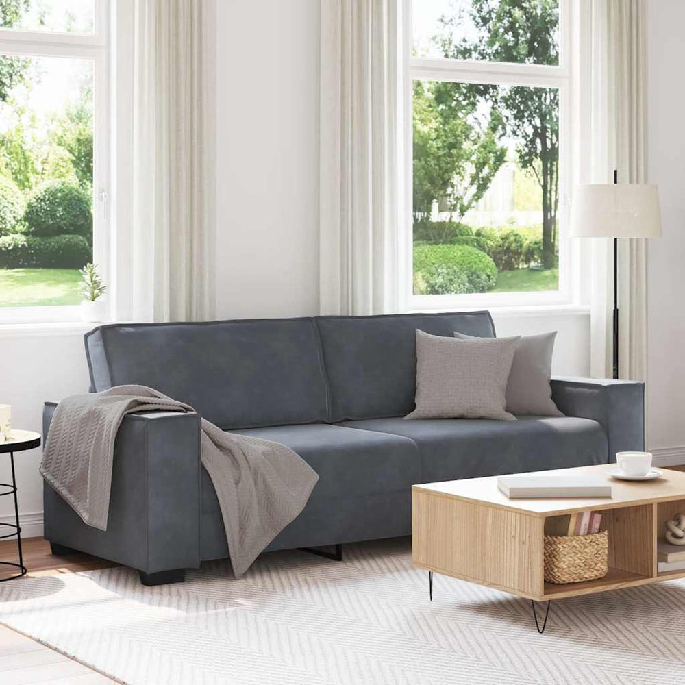 3-Sitzer Sofa Dunkelgrau Samt
