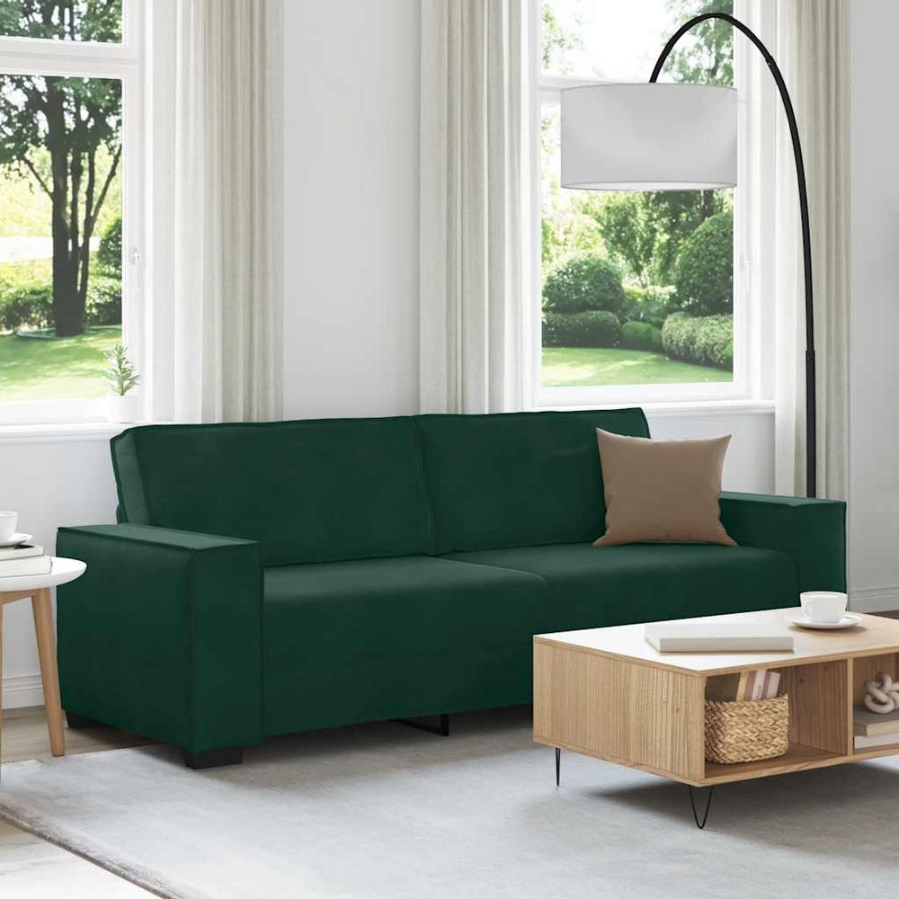 vidaXL Canapé 3 places velours vert foncé 220x78x84 cm