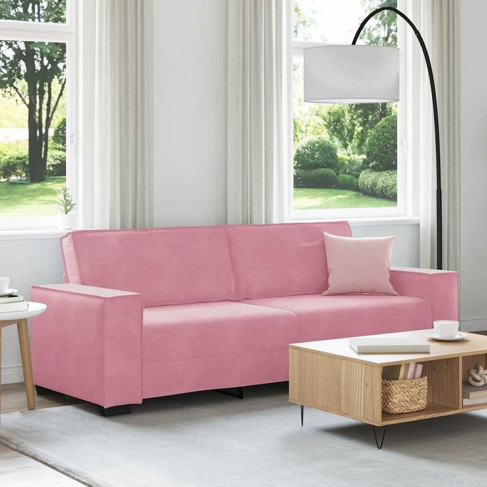 3-Sitzer Sofa Rosa Samt 220 cm