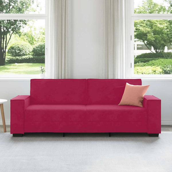 vidaXL Canapé 3 places velours rouge bordeaux 220x78x84 cm