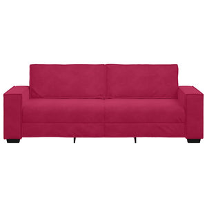vidaXL Canapé 3 places velours rouge bordeaux 220x78x84 cm