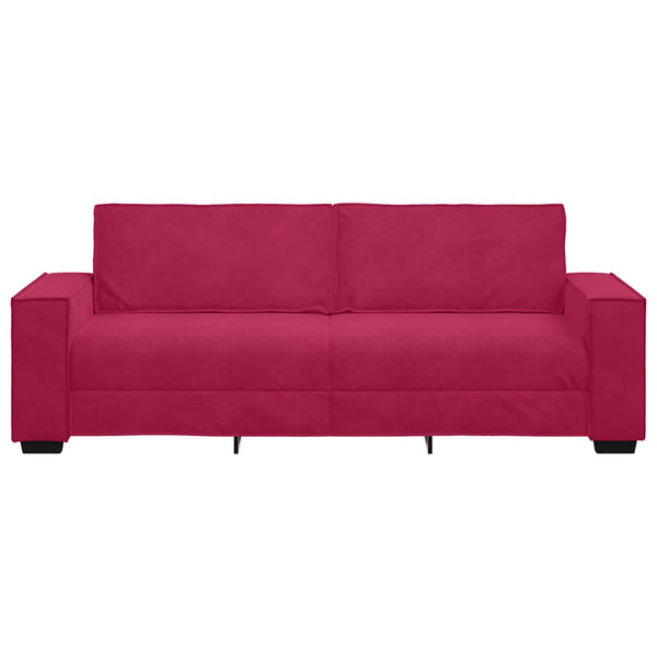 vidaXL Canapé 3 places velours rouge bordeaux 220x78x84 cm