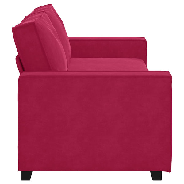 vidaXL Canapé 3 places velours rouge bordeaux 220x78x84 cm