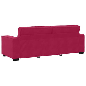 vidaXL Canapé 3 places velours rouge bordeaux 220x78x84 cm