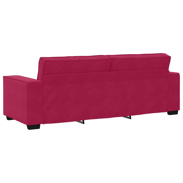 vidaXL Canapé 3 places velours rouge bordeaux 220x78x84 cm